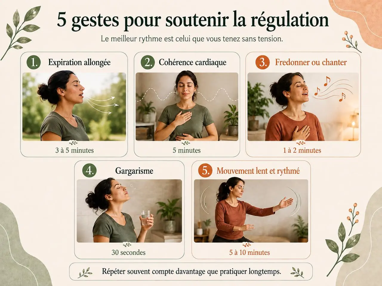 Infographie Holix des maux soulagés par une meilleure capacité respiratoire : tensions, stress, sommeil, essoufflement, stabilité du centre. Emplacement : après ce tableau, comme synthèse visuelle.